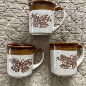 Vintage Style Brown and Cream Ceramic Mugs